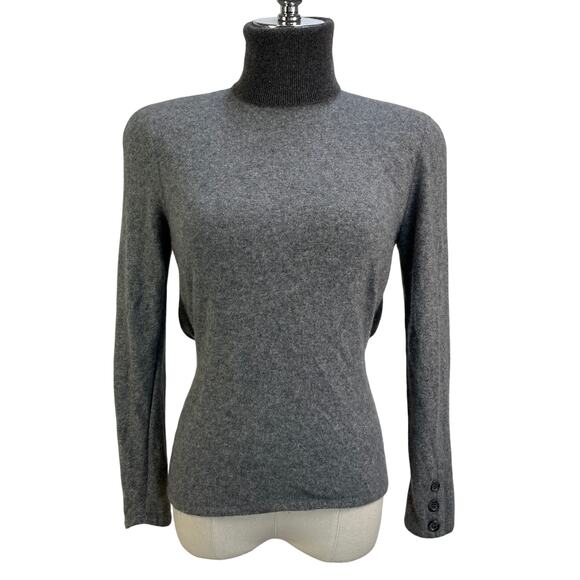 Vintage 80s Valentino Cashmere Turtleneck Gray Sweater - Picture 1 of 11